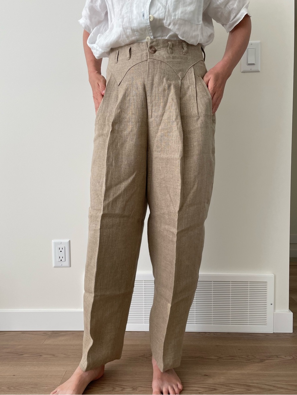 Vintage Shang-Hai 100% Linen Tapered Trousers